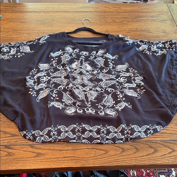 Tops - Boho Batwing Dolman Sleeve Paisley Blouse Sheer Flowy Festival Top